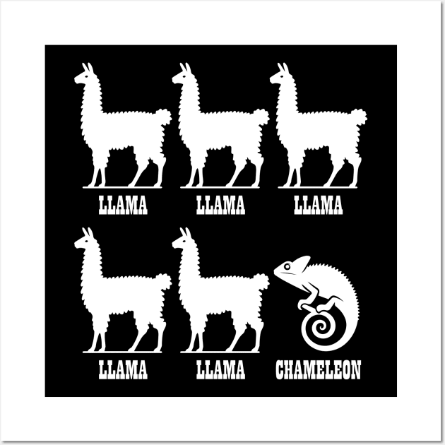 Llama Llama Llama Llama Llama Chameleon (White) Wall Art by inotyler